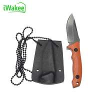 Mini Fixed Blade Tactical Neck Knife with Kydex Sheath and Ball Chain for outdoor camping hunting