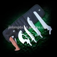 Excellent Stainless Steel Outdoor Survival Hunting Camp Knife Tool Kit with saw,hachet